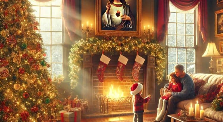 Merry Christmas 2024: A cozy traditional Christmas living room setting featuring a large, beautifully decorated Christmas tree with glowing lights and colorful ornaments.. an.webp DALL·E 12-19-10.06.37